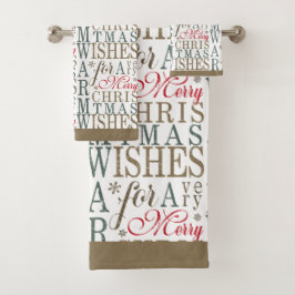 Conjunto De Toalhas Warm Wish Typografia Red/Green ID589