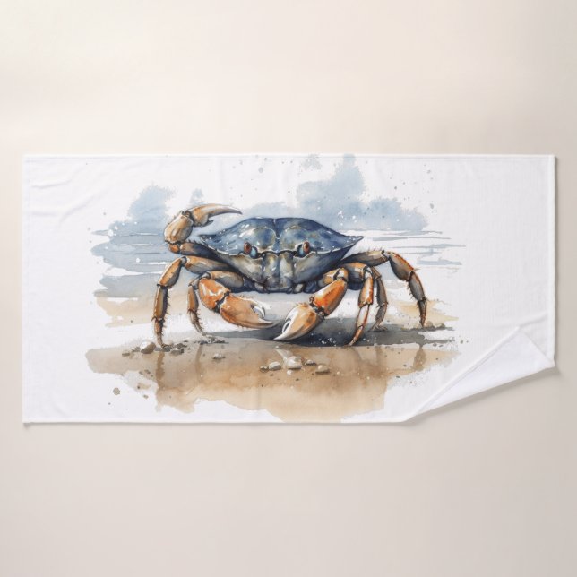Conjunto De Toalhas Watercolor Beach Crab (Toalha de Banho)