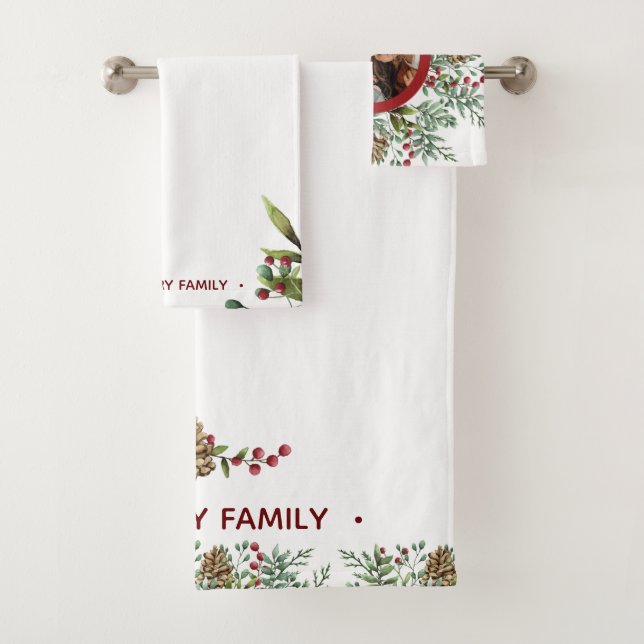 Conjunto De Toalhas Watercolor Christmas Cherry Holiday Photo (Insitu)