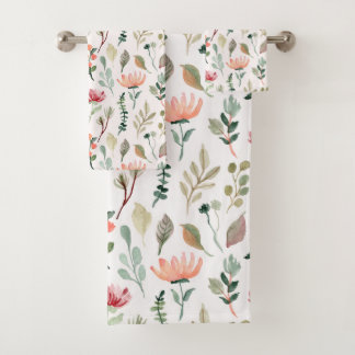 Conjunto De Toalhas Watercolor Flowers Pattern