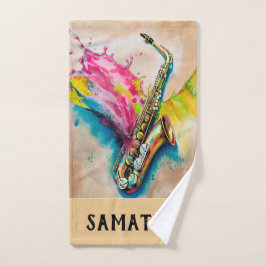 Conjunto De Toalhas Watercolor Jazzy Saxofone