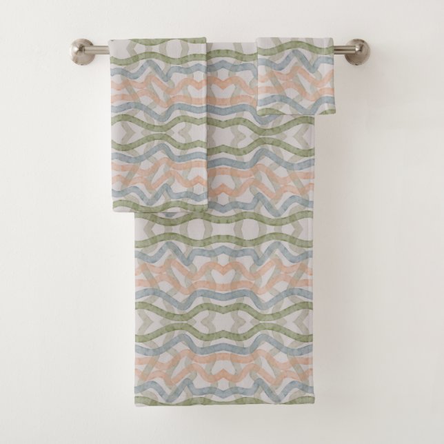 Conjunto De Toalhas Watercolor Mopping Brushstrokes Pattern In Pastel (Insitu)