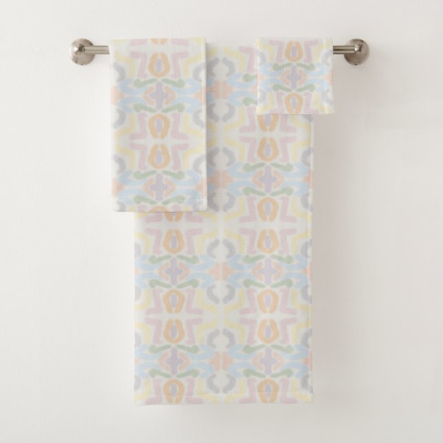 Conjunto De Toalhas Watercolor Pastel Brushstrokes On Cloud White (Insitu)