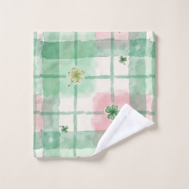Conjunto De Toalhas Watercolor Shamrock Plaid Towel Set