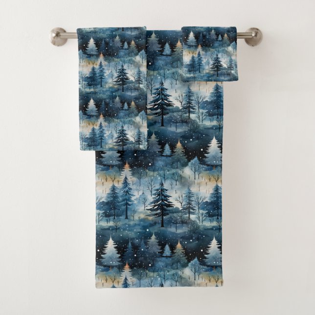 Conjunto De Toalhas Watercolor Whimsical Winter Wonderland Christmas (Insitu)