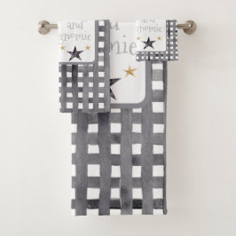 Conjunto De Toalhas Watercolor Winter Gnomon Buffalo check Natal