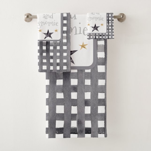 Conjunto De Toalhas Watercolor Winter Gnomon Buffalo check Natal (Insitu)