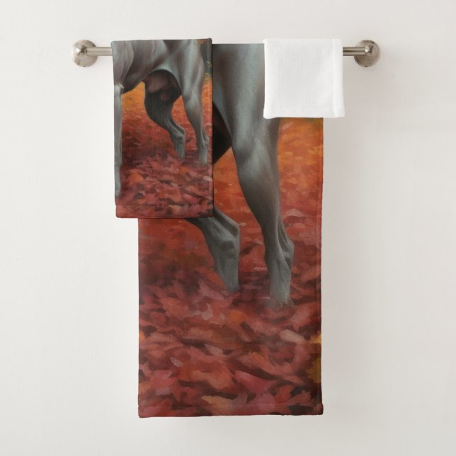 Conjunto De Toalhas Weimaraner no Outono Folhas Caídas Inspiram (Insitu)