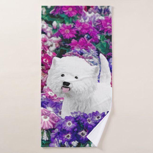 Conjunto De Toalhas West Highland White Terrier Pintando Arte Canina (Toalha de Banho)