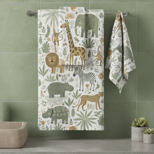 Conjunto De Toalhas Whimsical African Animals Pattern ID1263 (Criador carregado)