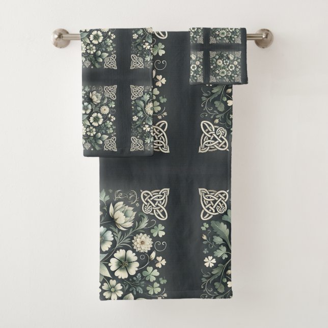 Conjunto De Toalhas Whispered Clover Knotwork Garden (Insitu)