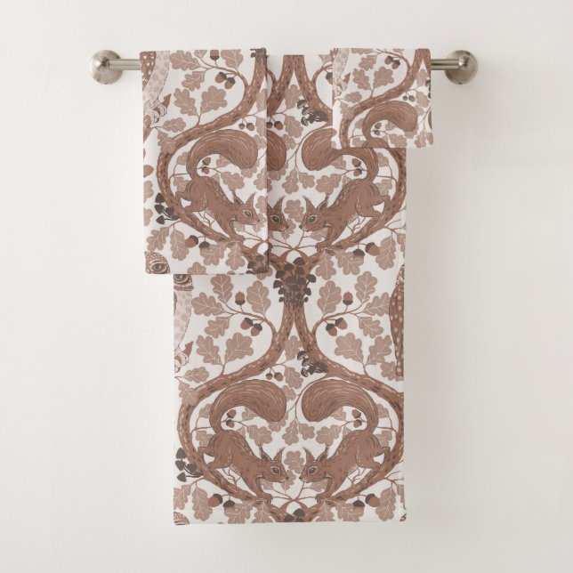 Conjunto De Toalhas Whispers/Corujas e esquilos de madeira no carvalho (Insitu)