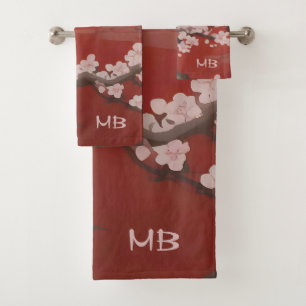 Conjunto De Toalhas White Chersom Red - Estilo Artístico Japonês