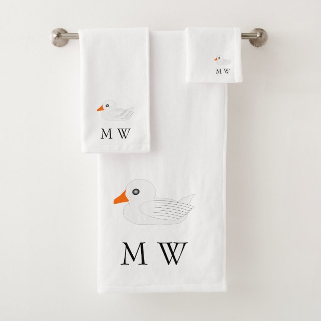 Conjunto De Toalhas White Duck Design Monogramada (Insitu)