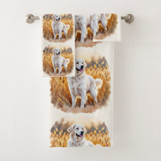 Conjunto De Toalhas White Golden Retriever Dog