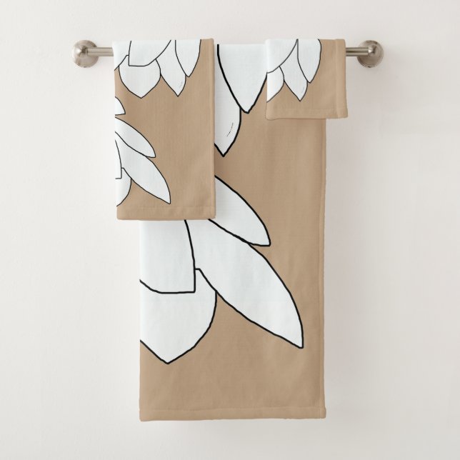 Conjunto De Toalhas White Leaf Clusters Brown Gift      (Insitu)