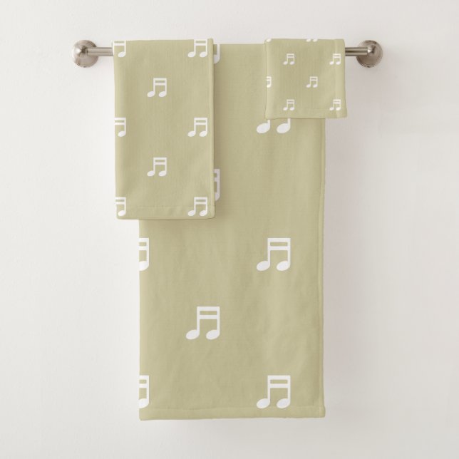 Conjunto De Toalhas White Music Notes Pattern on Light Beige (Insitu)