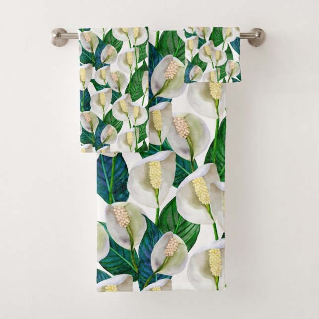 Conjunto De Toalhas White Peace Lily (Insitu)
