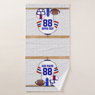 Conjunto De Toalhas White Red Blue Football Jersey personalizado