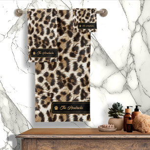 Conjunto De Toalhas Wild Ideas Dourada Label White Leopard ID1160