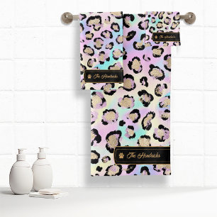 Conjunto De Toalhas Wild Ideas Holographic Leopard Spots ID1161