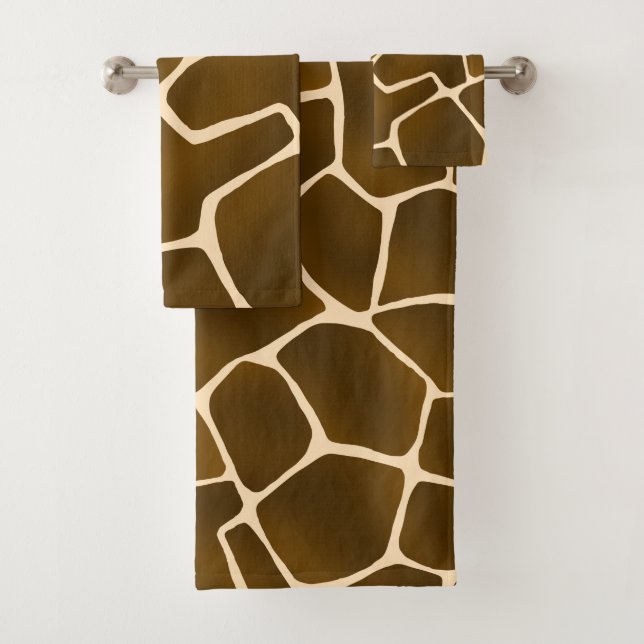 Conjunto De Toalhas Wild Safari Natural Giraffe Impressão (Insitu)