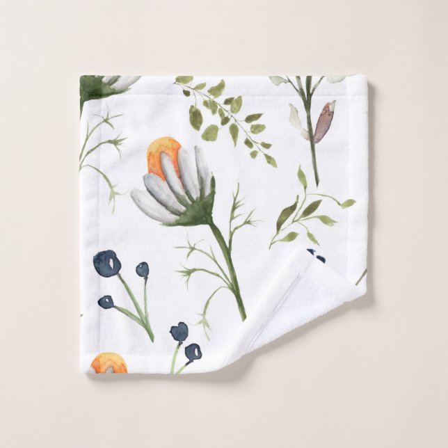 Conjunto De Toalhas Wildflower Watercolor Bath Towel Set (Pano de lavar)