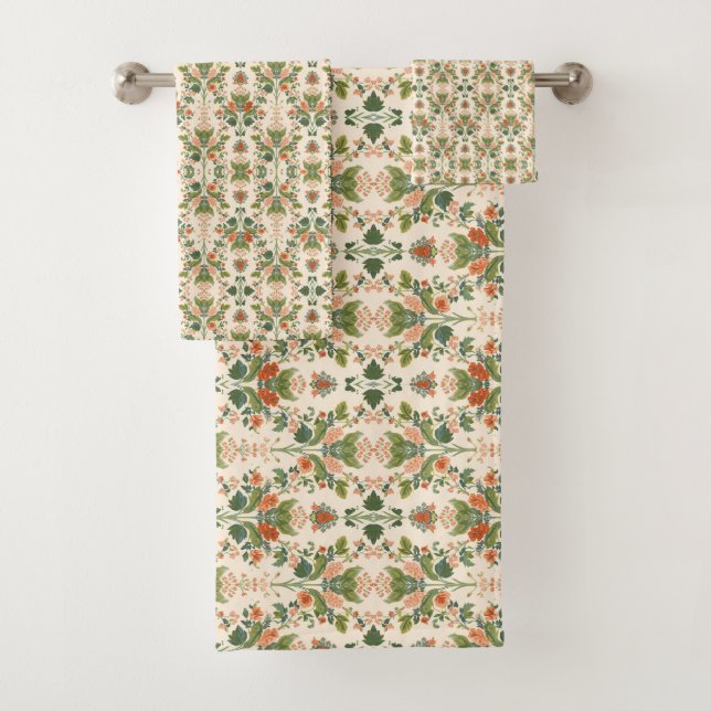 Conjunto De Toalhas William Morris Antique Honeysuckle Padrão Floral (Insitu)