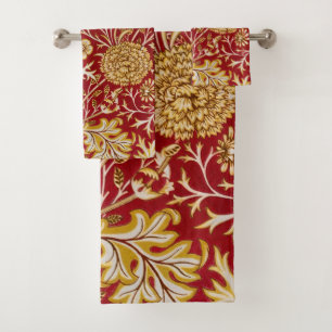 Conjunto De Toalhas William Morris Cherwell Padrão Floral Vermelho