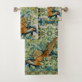 Conjunto De Toalhas William * Morris Faisão Pássaro Banho Floresta Vin