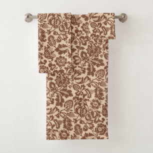 Conjunto De Toalhas William Morris Floral Damask, Taupe Tan em Beige