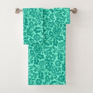 Conjunto De Toalhas William Morris Floral Damask, Turquoise e Aqua