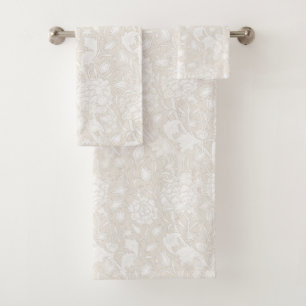 Conjunto De Toalhas William Morris Floral Patterno na Sepia