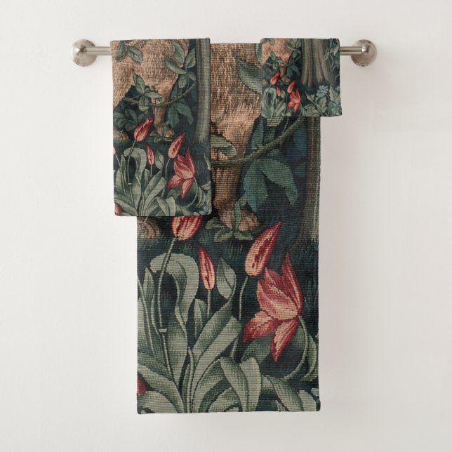Conjunto De Toalhas William Morris Greenery Fox Willife (Insitu)