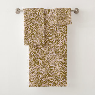 Conjunto De Toalhas William Morris Indian, Taupe Tan e Beige