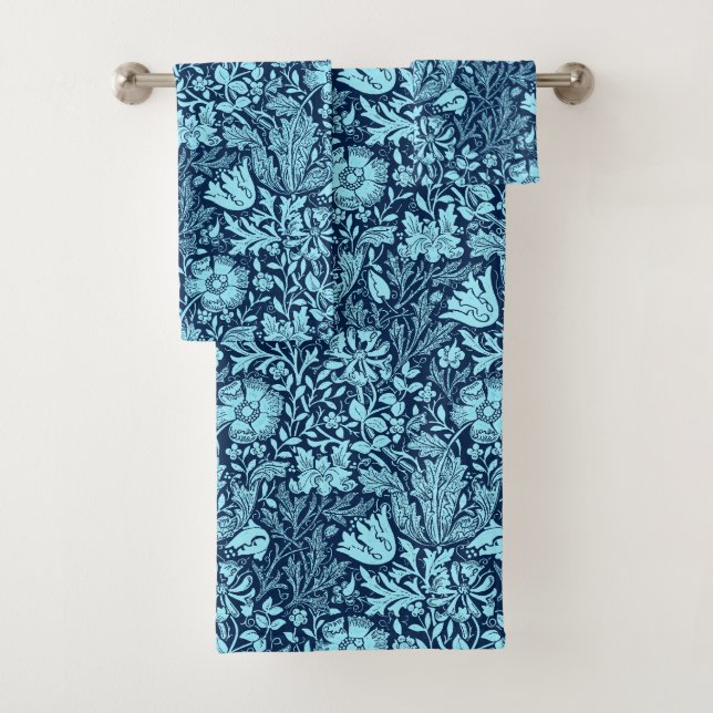 Conjunto De Toalhas William Morris Jacobean Floral - Azul Indigo (Insitu)