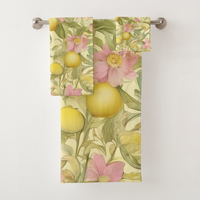 Conjunto De Toalhas William Morris Lemon & Floral (Insitu)