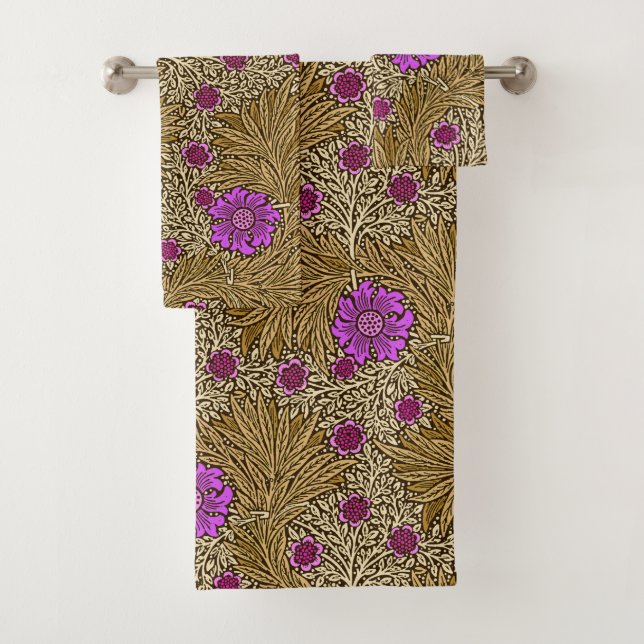 Conjunto De Toalhas William Morris Marigold, Brown, Beige e Violet (Insitu)