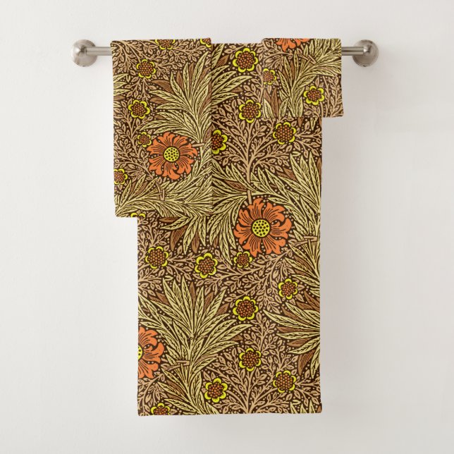Conjunto De Toalhas William Morris Marigold, Copper Brown e Orange (Insitu)