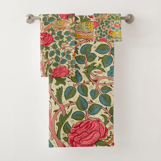 Conjunto De Toalhas William Morris Rosa Floral Chintz Rosa (Insitu)