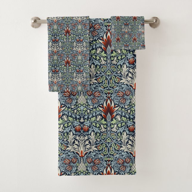 Conjunto De Toalhas William Morris Snakeshead Floral Clássica Botânica (Insitu)