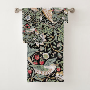 Conjunto De Toalhas William Morris Strawberry Thief I Black Birds
