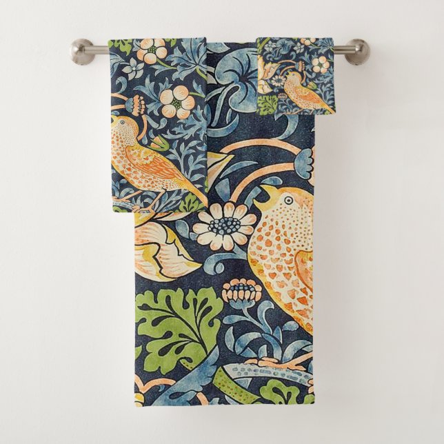 Conjunto De Toalhas William Morris Strawberry Thief Padrão Floral (Insitu)