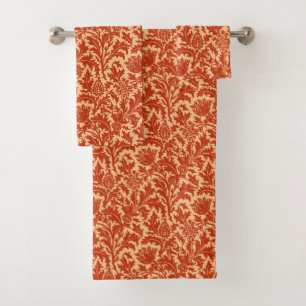Conjunto De Toalhas William Morris Thistle Damask, Mandarin Orange