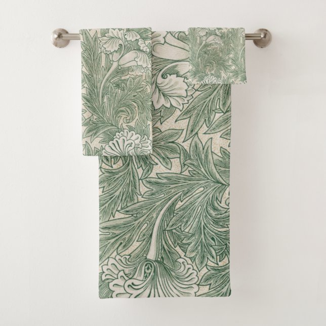 Conjunto De Toalhas William Morris Verde Sage Padrão de Tulipa: Vintag (Insitu)