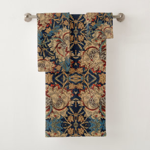Conjunto De Toalhas William Morris Vintage Padrão Floral Vermelho