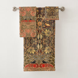 Conjunto De Toalhas William Morris Vintage Peacock Dragon