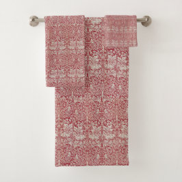 Conjunto De Toalhas William Morris Vintage Pink Brother Rabbit Birds