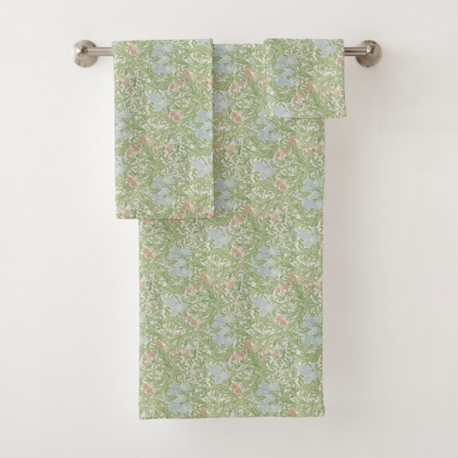 Conjunto De Toalhas William Morris Vintage Rosa Floral Iris (Insitu)