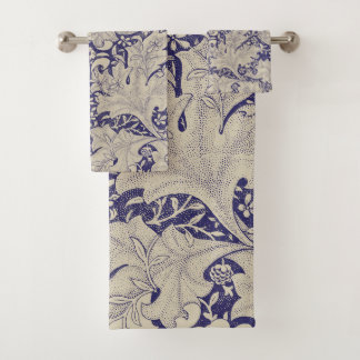 Conjunto De Toalhas William Morris Wallflower Blue damask